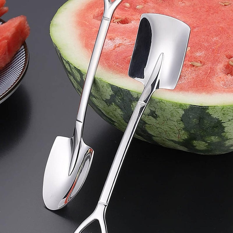 woobles Ice Cream Scoop Multifunction Portable Household Spoon Stainless Steel Dessert Spoon (2 Pointed Shovel 2 Quadrate Shovel) - Image 3